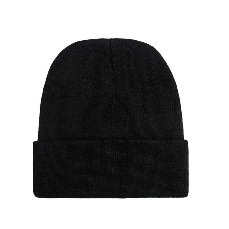 Wholesale Acrylic plain solid color embroidered beanie windproof earmuffs warm knitted beanie to keep out the cold