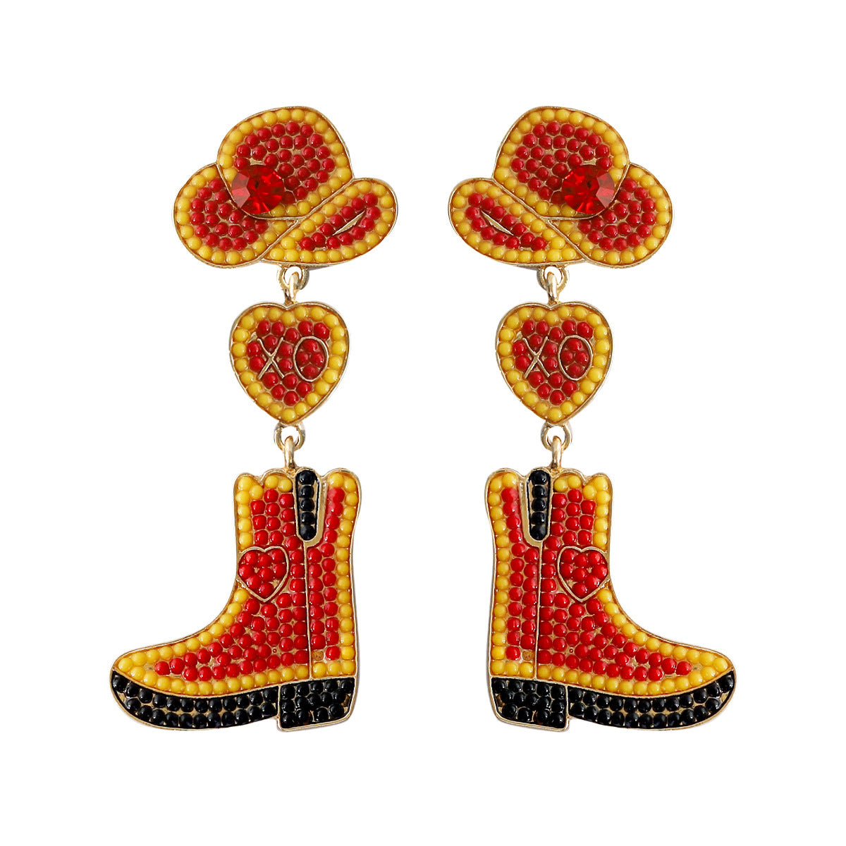 Wholesale Western Cowboy Hats Boots Heart shaped Earrings