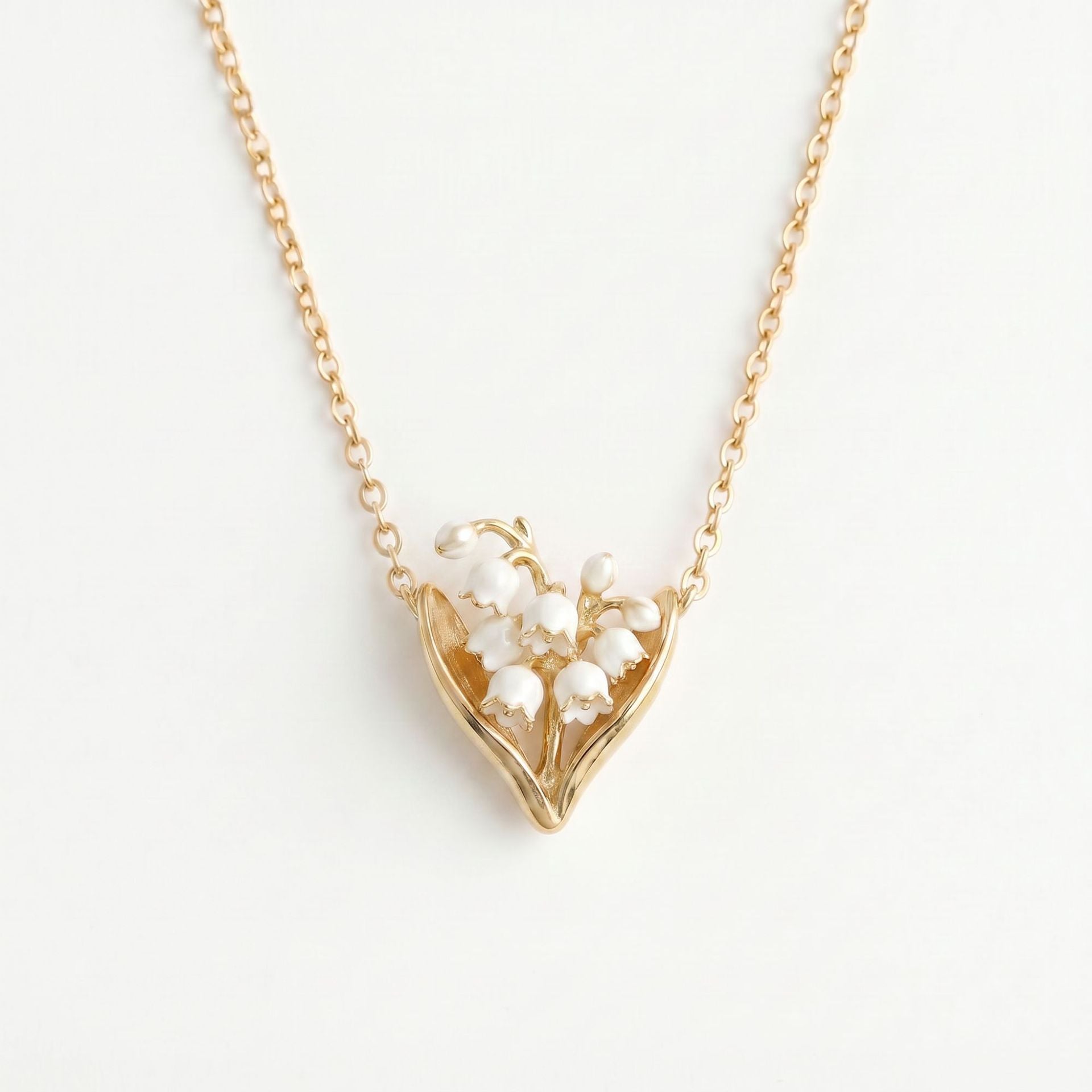 Wholesale Stainless Steel Heart Shaped Flower Pendant Necklace French Style Carnation Lily Of The Valley Jewelry Everyday Fashion Accessory