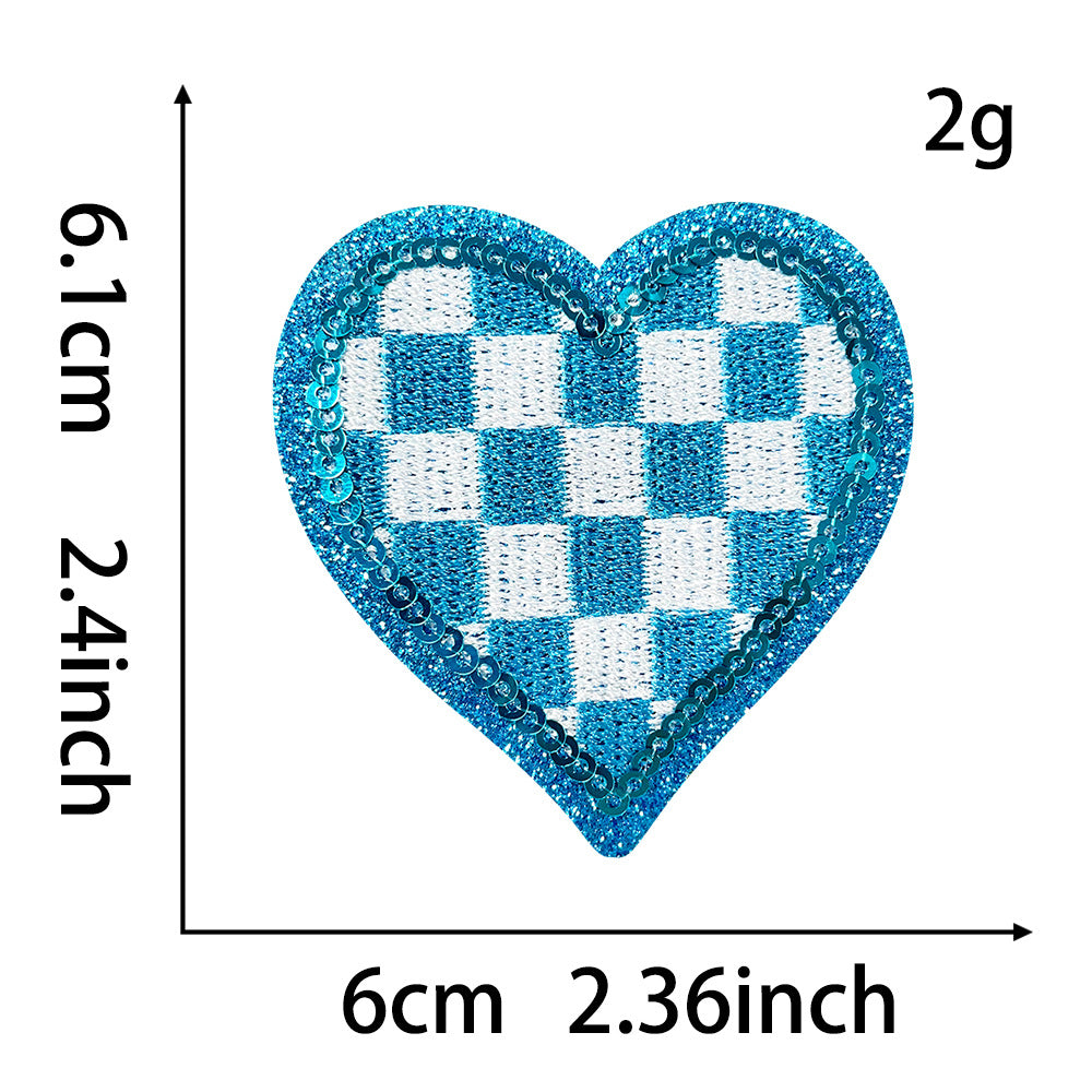 Wholesale Love-themed Black and White Blue Checkerboard DIY Patches