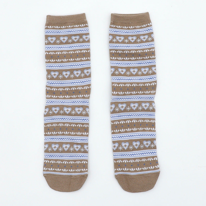 Wholesale Christmas Couple Middle-tube Cotton Socks