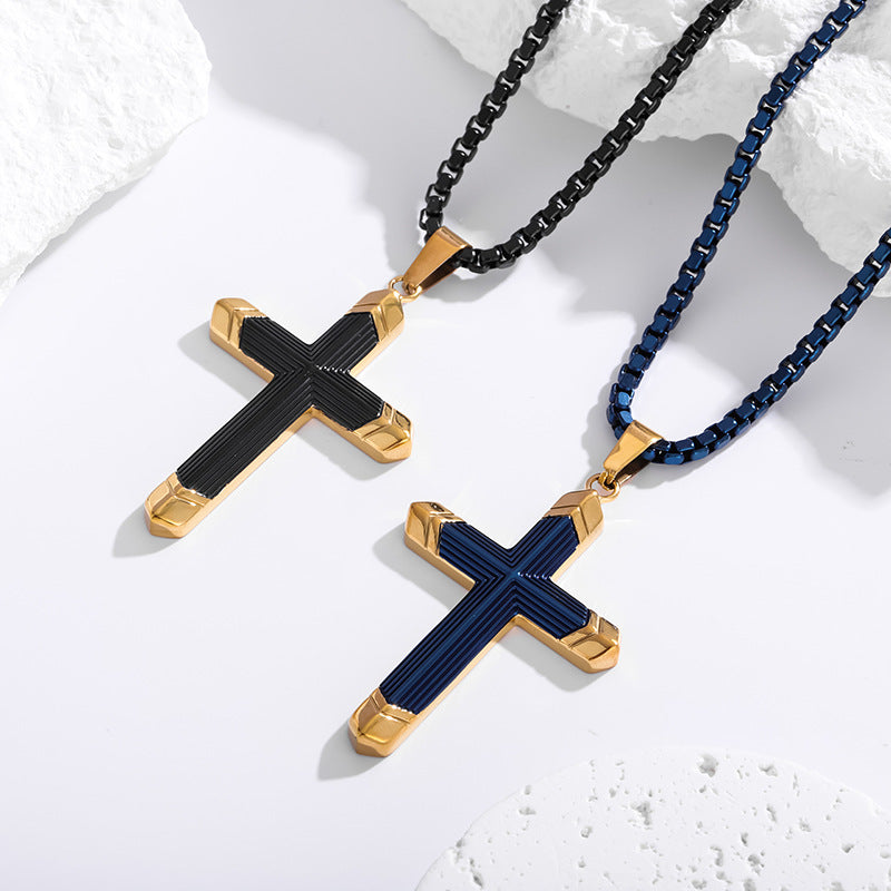 Wholesale Two Tone Cross Necklace 316 Stainless Steel Necklace