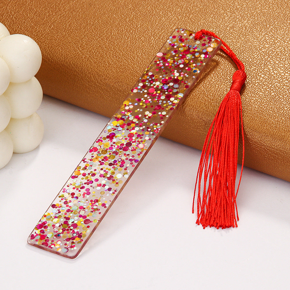 Wholesale Creative Shiny Crystal Rectangular DIY Transparent Acrylic Tassel Bookmark