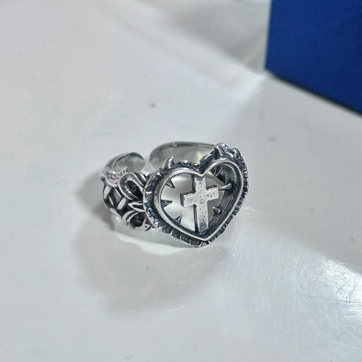 Wholesale Cross Love Ring Gothic Retro Black Dyed Ring