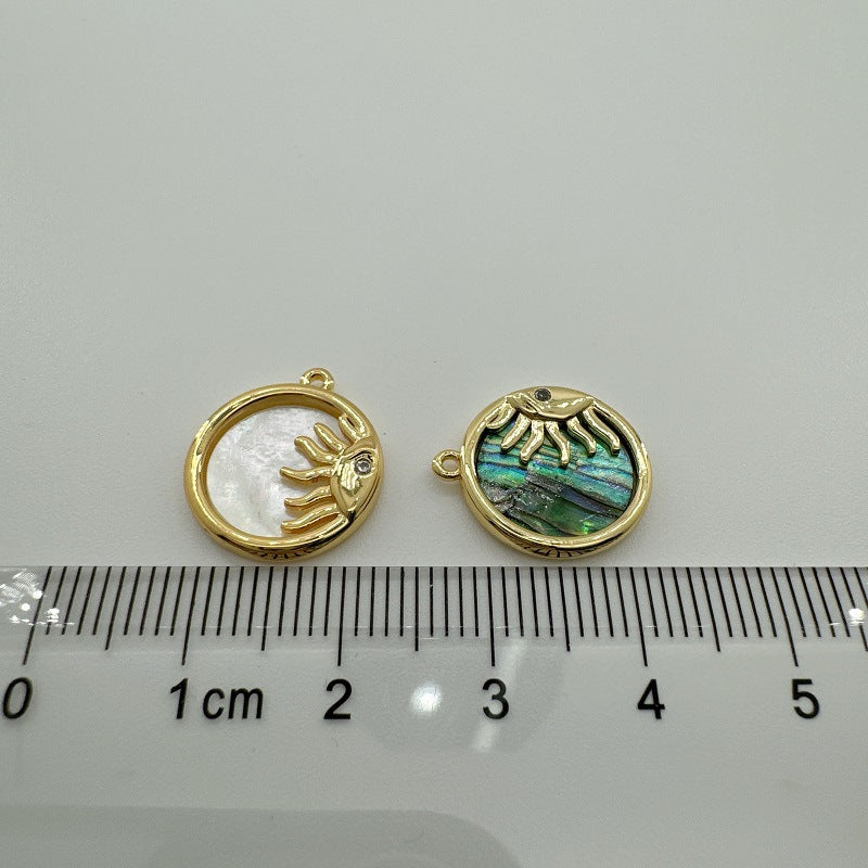 Wholesale 18K Copper Gold Plated Handmade Natural Shell Abalone Rose Eight Pointed Star Sun Pendant