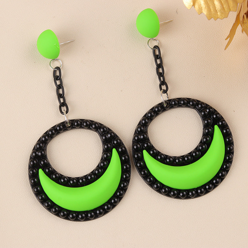 Wholesale Exaggerated Candy Color Three-Dimensional Crescent Acrylic Earrings