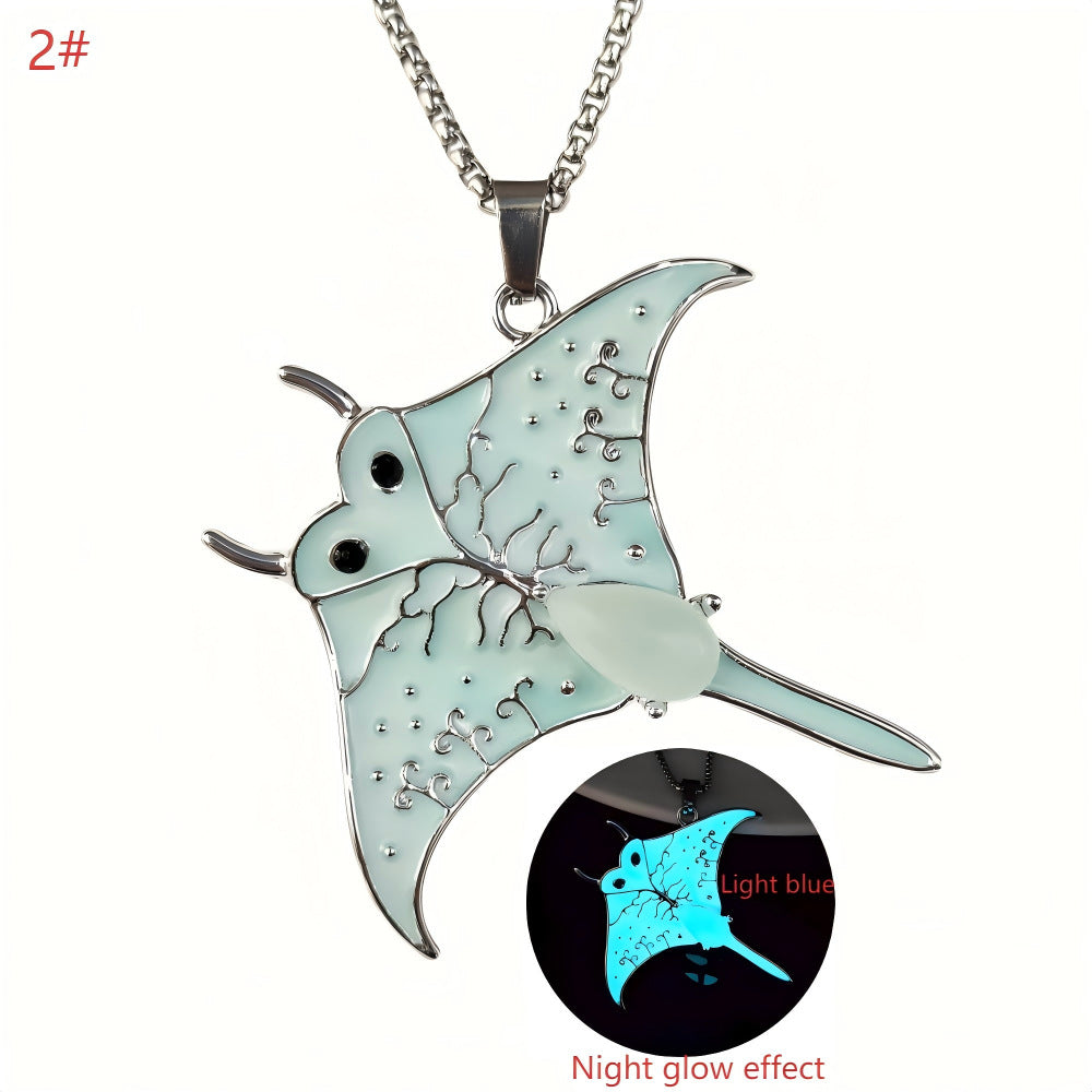 Wholesale Ocean Style Luminous Devil Fish  Zinc Alloy Necklace