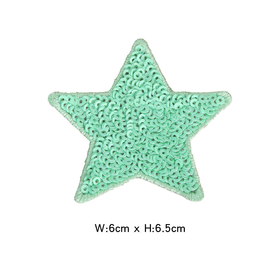Wholesale Felt Sequined Five Point Star Patch Self Adhesive Applique For Clothing And Dance Costumes