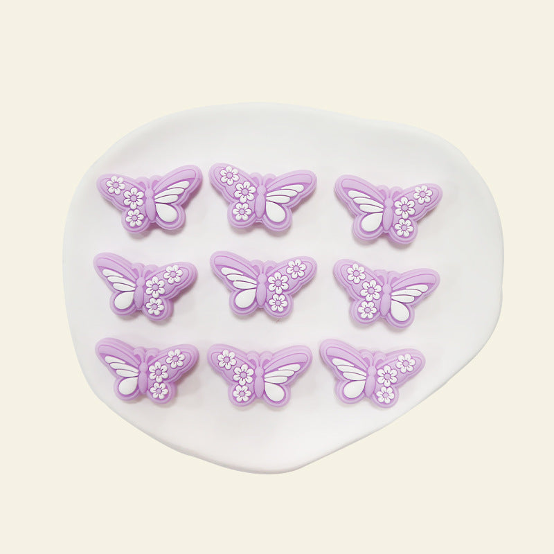 Wholesale silicone beads new epoxy butterfly loose beads baby teether anti-drop chain accessories  Focal Beads