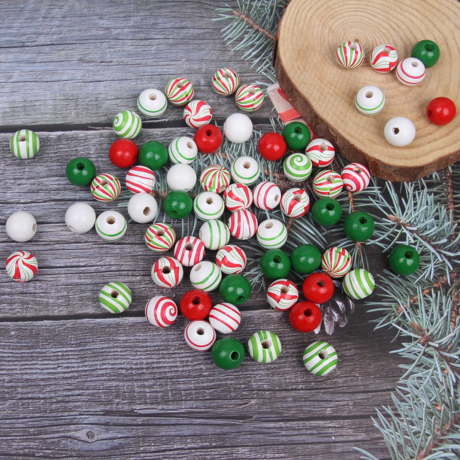 Wholesale 20pcs Christmas Candy Windmill Hemp Rope Accessories Wooden Beads