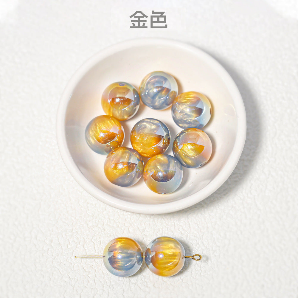 Wholesale 30pcs/1pack Thousand Colored Clouds Straight Hole Round Beads Handmade DIY Loose Beads