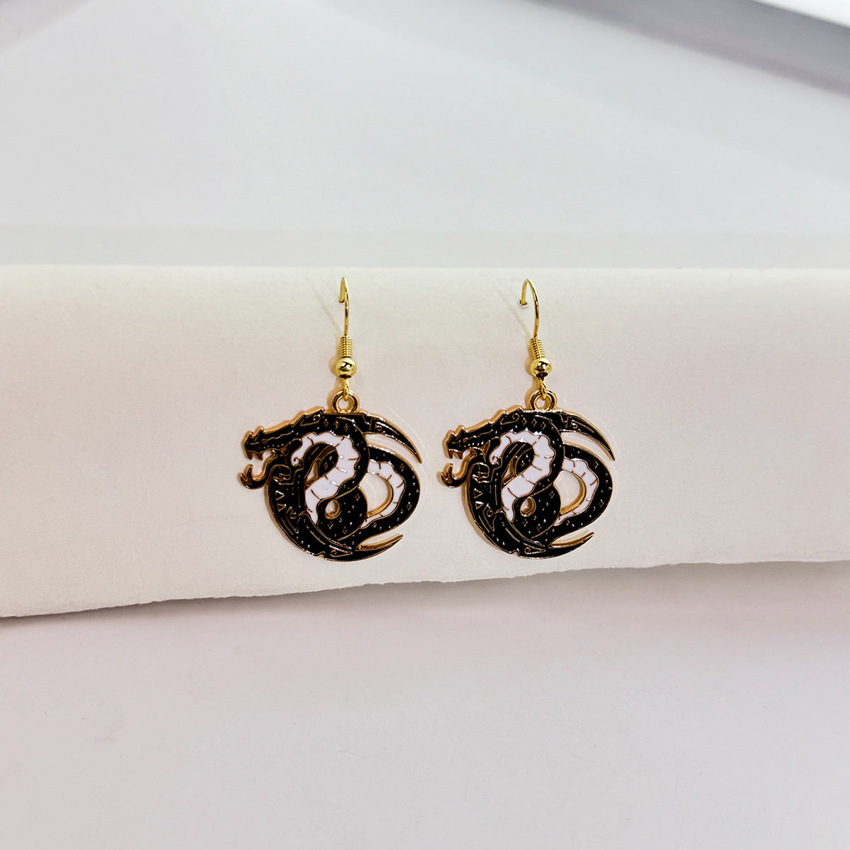 Wholesale Dark Style Cat Halloween Horror Funny Oil Drop Rose Phoenix Earrings