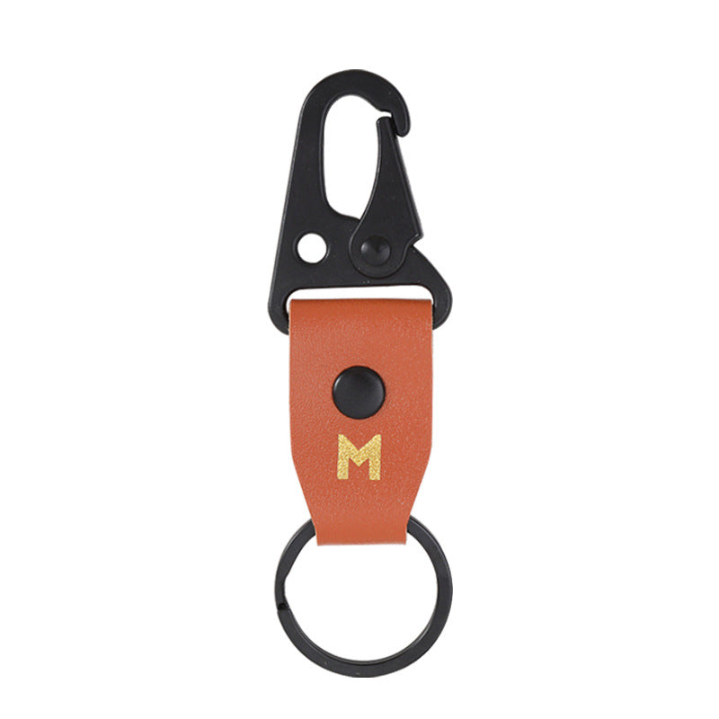 Wholesale Retro Cow Pattern Leather Letter M Alloy Keychain