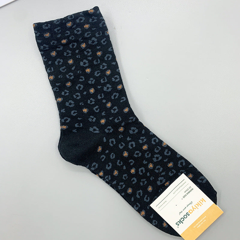 Wholesale Full Print Leopard Mid-cut Cotton Socks