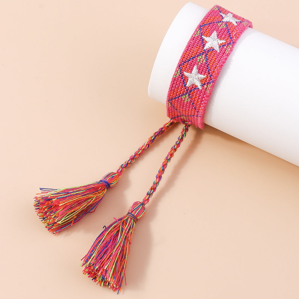 Brazalete de cuerda multicolor de Tassel de cinco lados de doble cara al por mayor