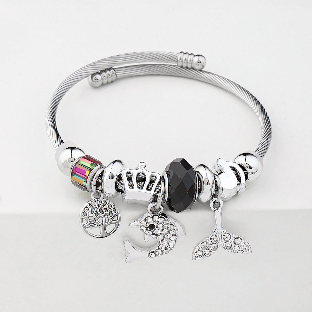 Wholesale Crystal Beads Stainless Steel Bracelet