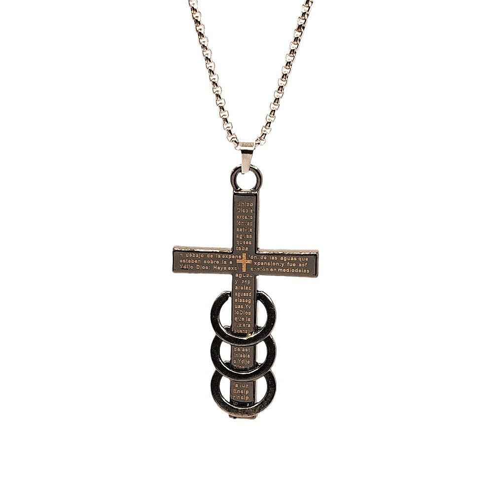Wholesale Vintage Three Ring Cross Pendant Necklace