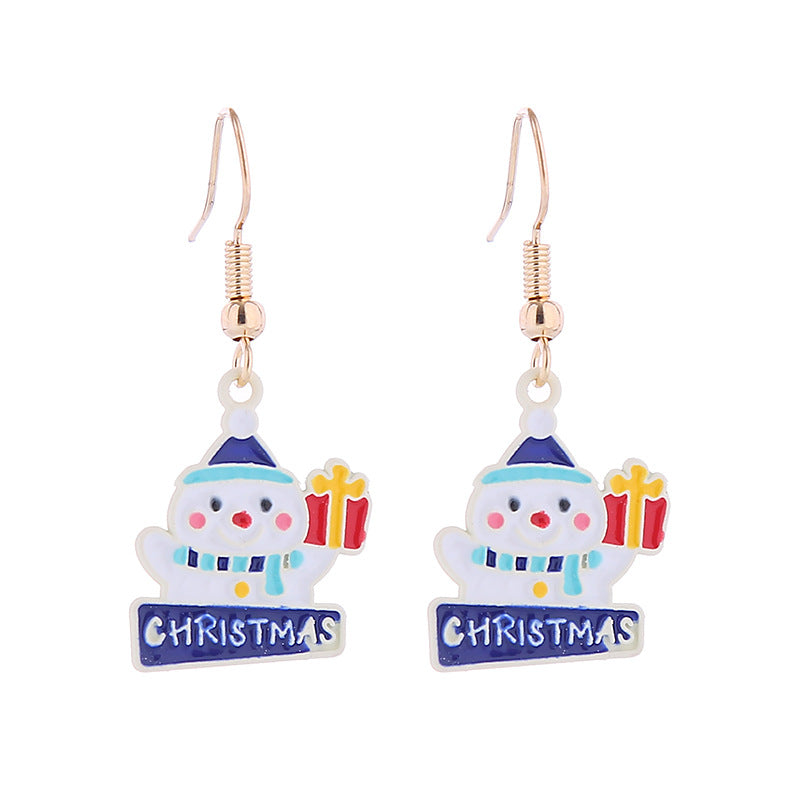Wholesale Cartoon Santa Claus Snowman Bells Snowflake Christmas Earrings