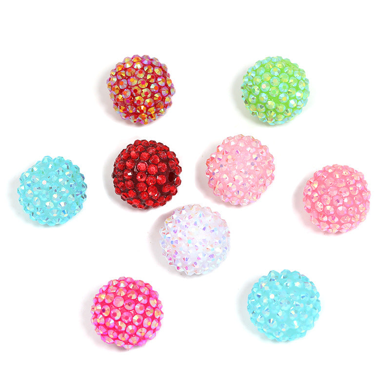 Wholesale Random 100pcs Colored diamond studded bead  Acrylic Beads