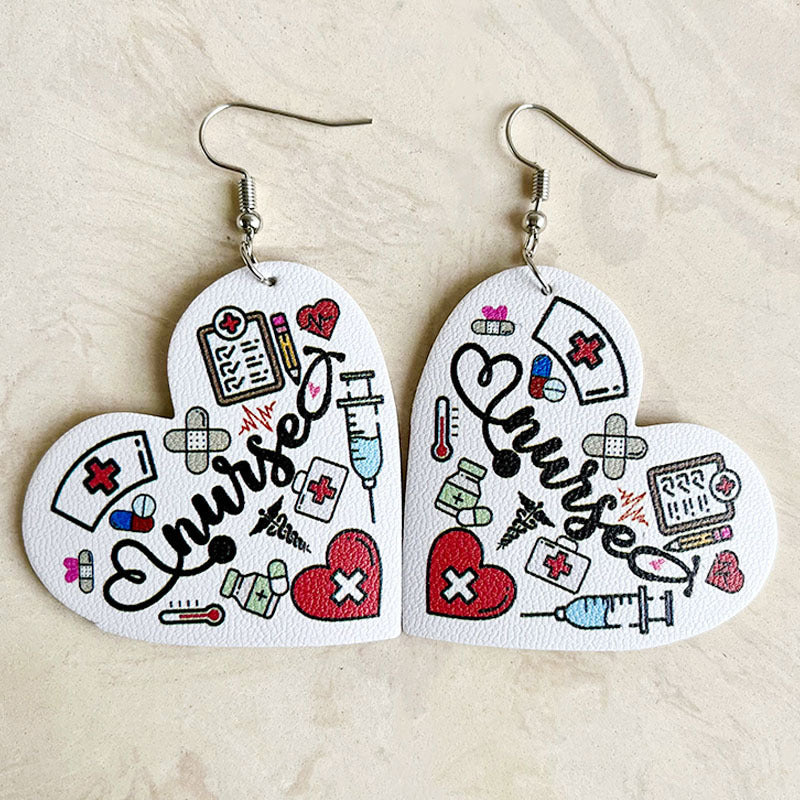 Wholesale Valentine's Day Teacher's Day Popular Heart Shape Leather Earrings
