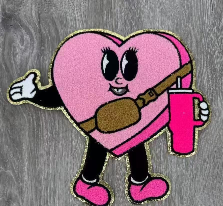 Wholesale Cute Cartoon Heart Ice Cream Towel Embroidery Patch 28Cm For Coat DIY Boutique Craft Supply