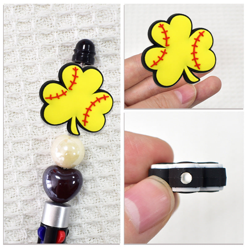 Wholesale Random 100pcs/pack PVC soft rubber perforated beaded accessories for ball sports series   Focal Beads