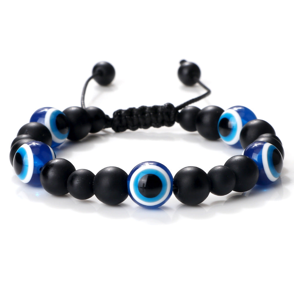 Wholesale  Jewelry Accessories 10mm Volcanic Rock Bracelet Turkey Devil' s Eye Beaded Hand Rope Adjustable