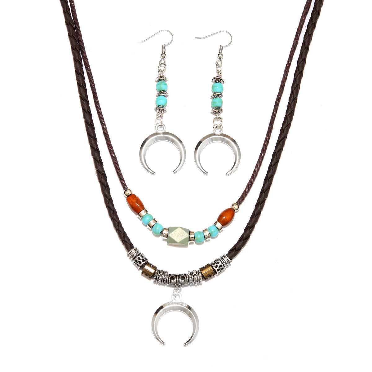 Wholesale Vintage Alloy Cross Love Wolf Tooth Pendant Beaded Necklace