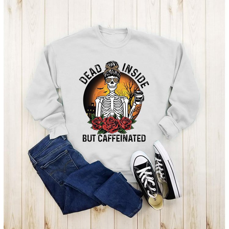 Wholesale DEAD INSIDE Printed Round Neck Long Sleeved Cotton Hoodies