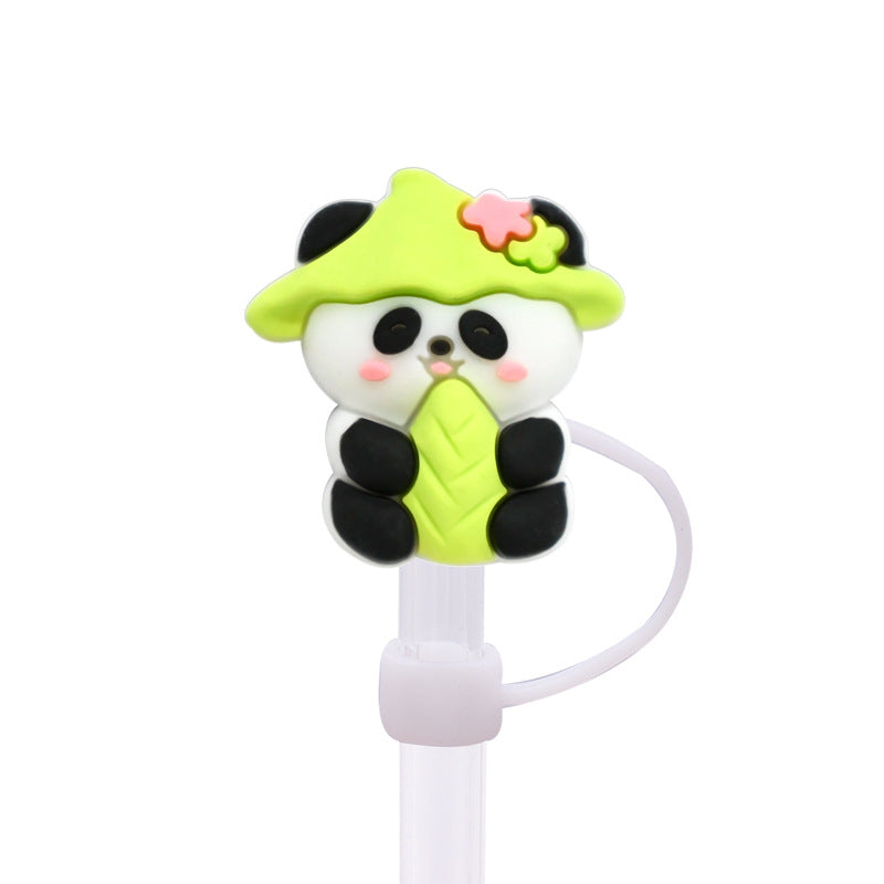 Wholesale Random 100pcs10MM cute panda dust plug DIY cup straw accessories