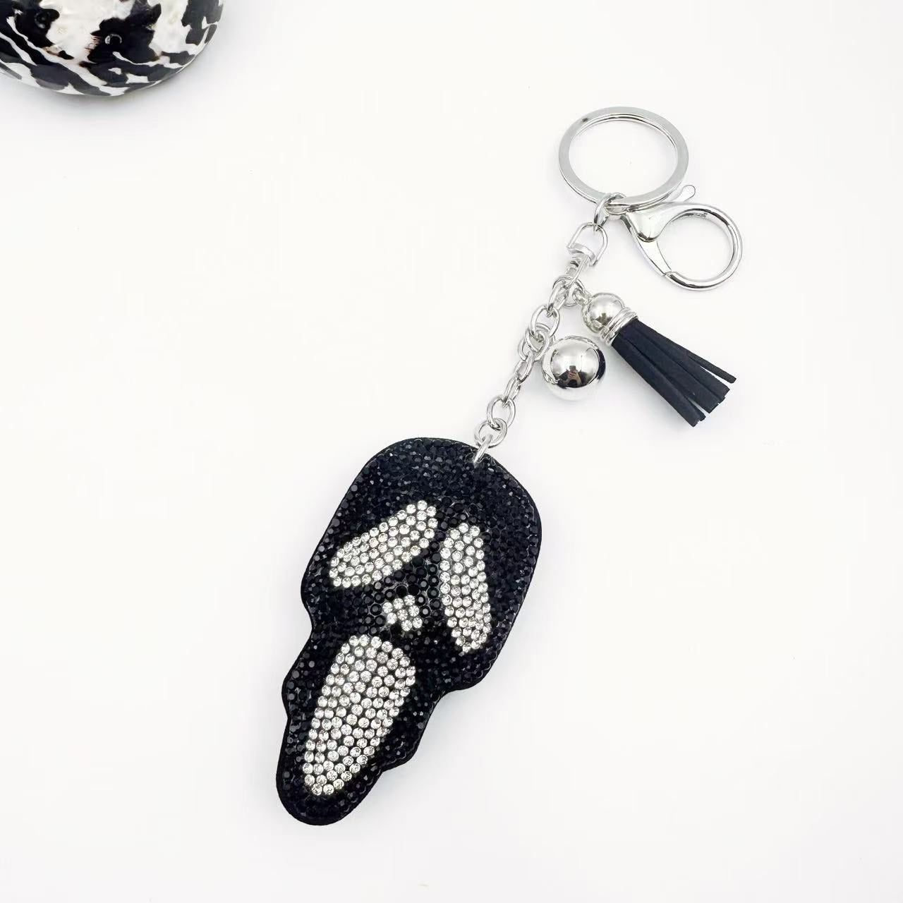 Wholesale 12pcs Hip-Hop Ghost Head Keychain Crystal Gemstone Diamond