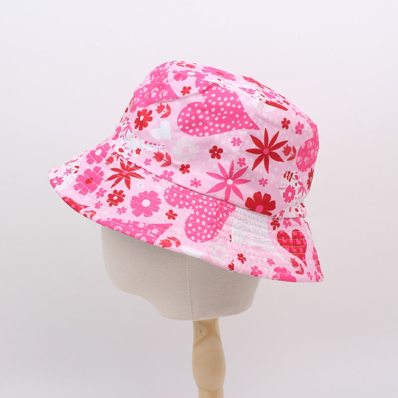 Wholesale Fisherman Hat Valentine's Day Love Printed Basin Hat All-match Casual Sunshade Double-sided Sun Hat Couple Hat