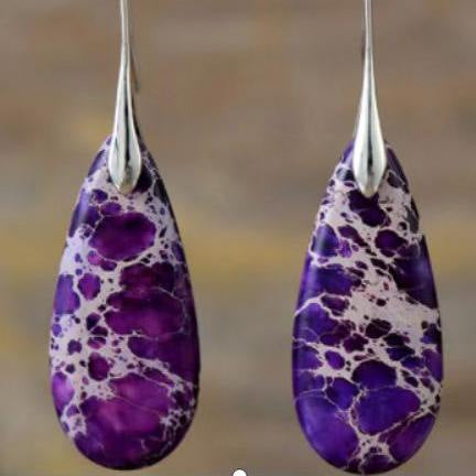 Wholesale Natural Stone Earrings Purple Emperor Stone Pendant Earrings