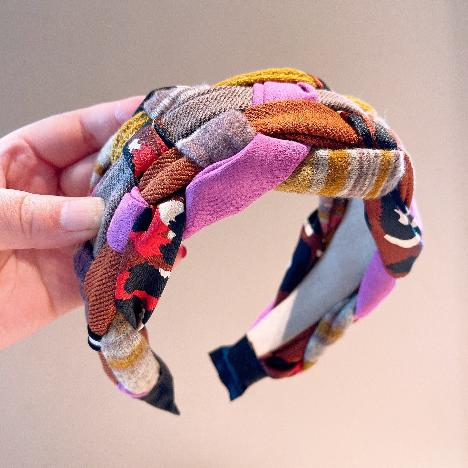 Wholesale Winter Hand-woven Contrasting Color Wide-brimmed Headbands