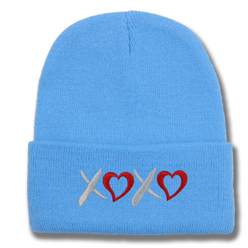 Wholesale Valentine's Day XOXO embroidery knitted hat for men and women couples autumn and winter warm wool hat leisure all-match cold hat tide