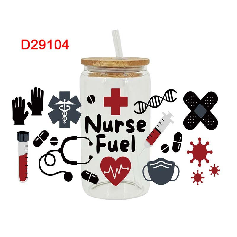 Wholesale Color Needle Tube stethoscope Medical 16oz Cup UV DTF Wraps