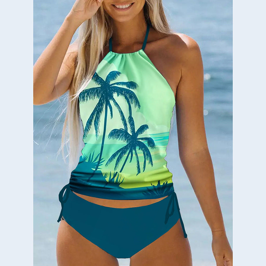 Wholesale Coconut Tree Print Tie-Strap Bikini