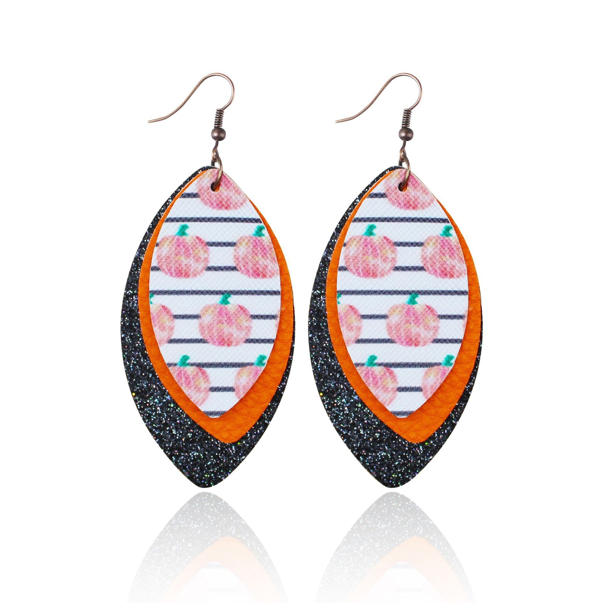 Wholesale Halloween Leather Cartoon Pumpkin Ghost Earrings