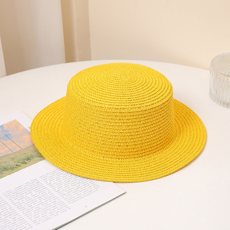 Wholesale Flat Top Sunscreen Foldable Straw Woven Hats