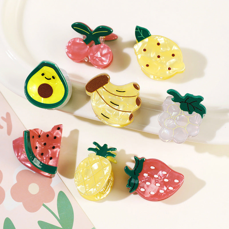 Wholesale PVC Korean Style Fruit Hair Clips Cute Lemon Strawberry Claw Clip For Everyday Styling Gift