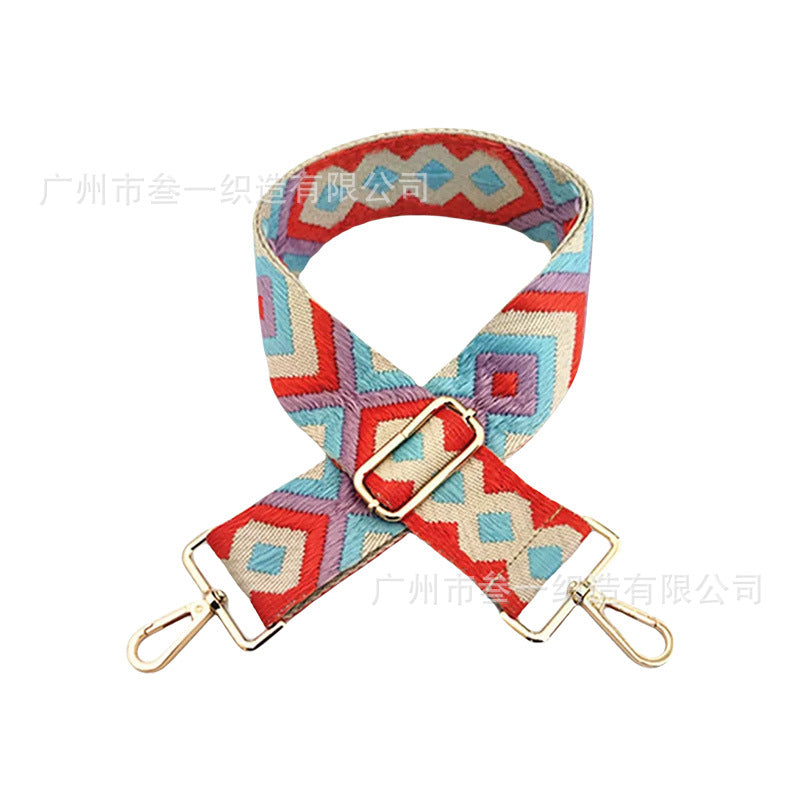 Wholesale All-match Ethnic Style 3.8cm Diamond Jacquard Adjustable Lengthened Retro Style Bag Strap