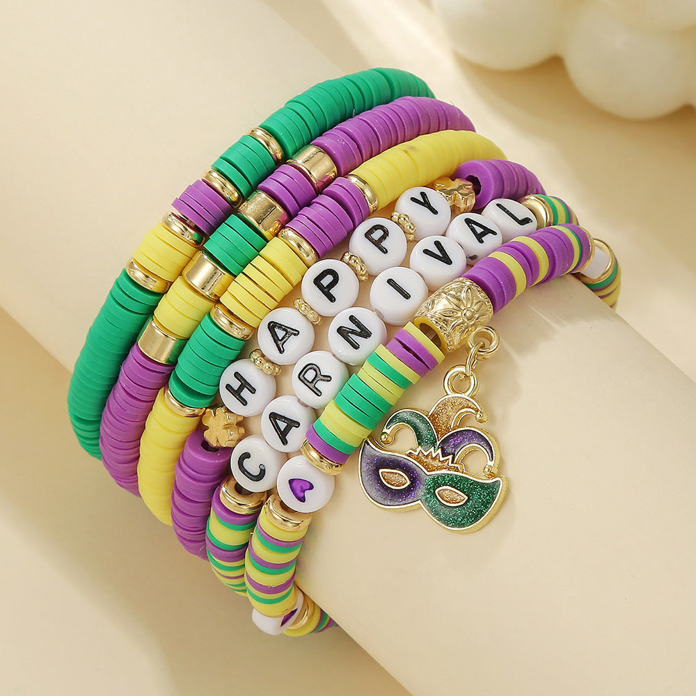 Wholesale Colorful Carnival Polymer Clay Purple Bracelet