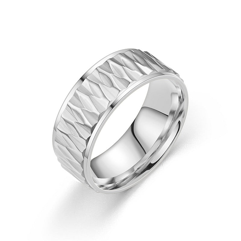 Wholesale Titanium Steel Diamond Patterned Rings