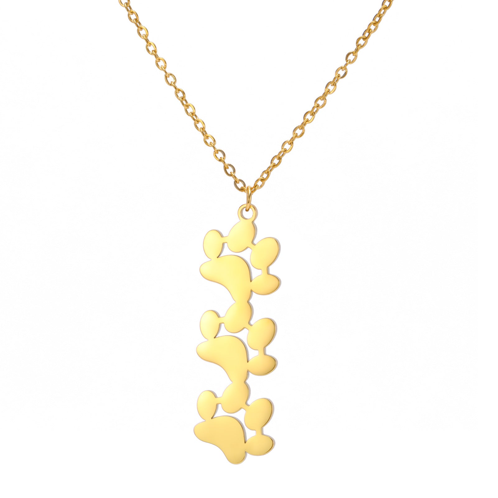 Wholesale Continuous Cat Paw Animal Footprint Pendant Stainless Steel Necklace