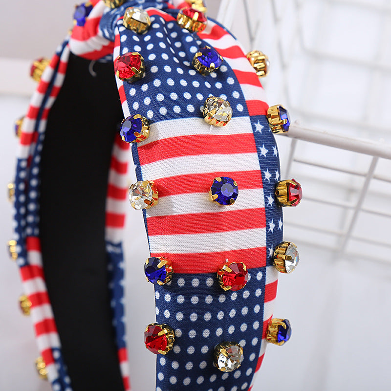 Wholesale Wide Edge Knotted Fabric Love Rhinestone Headband