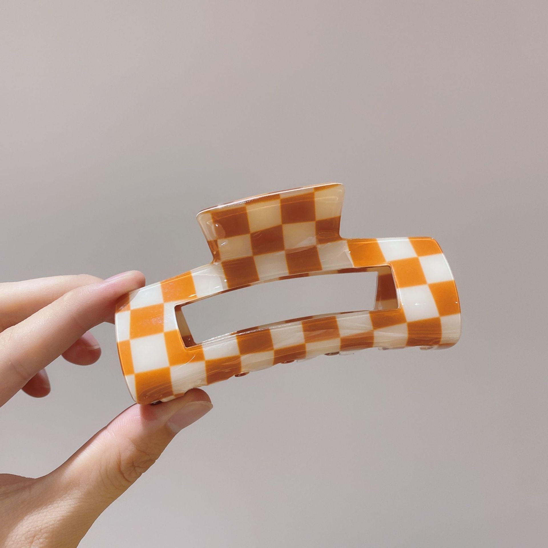 Wholesale Colorful Checkerboard Shark Clip Acrylic Hair Clip