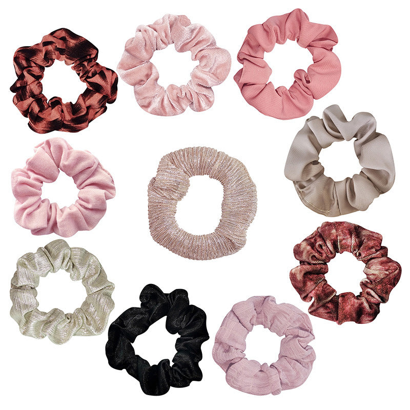 Wholesale Color Burst Pattern 10-piece Set of Fat Intestine Hair Ties  Cloth Headband