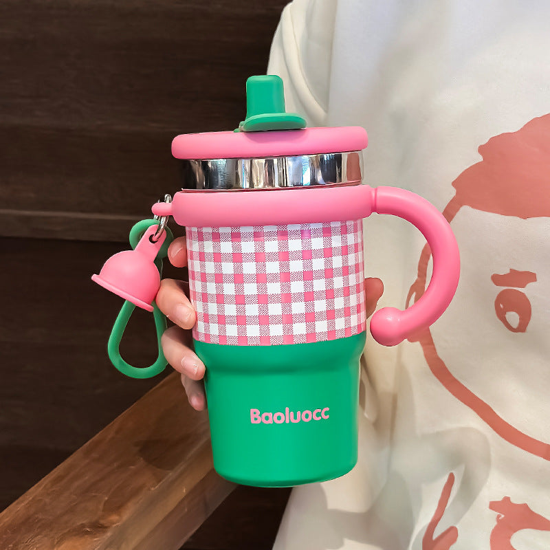 Wholesale Large Capacity Portable Handle Stainless Steel Thermos Cup Girls' Office Double Drinking Coffee Cup Outdoor Ice Bullet Car Cup