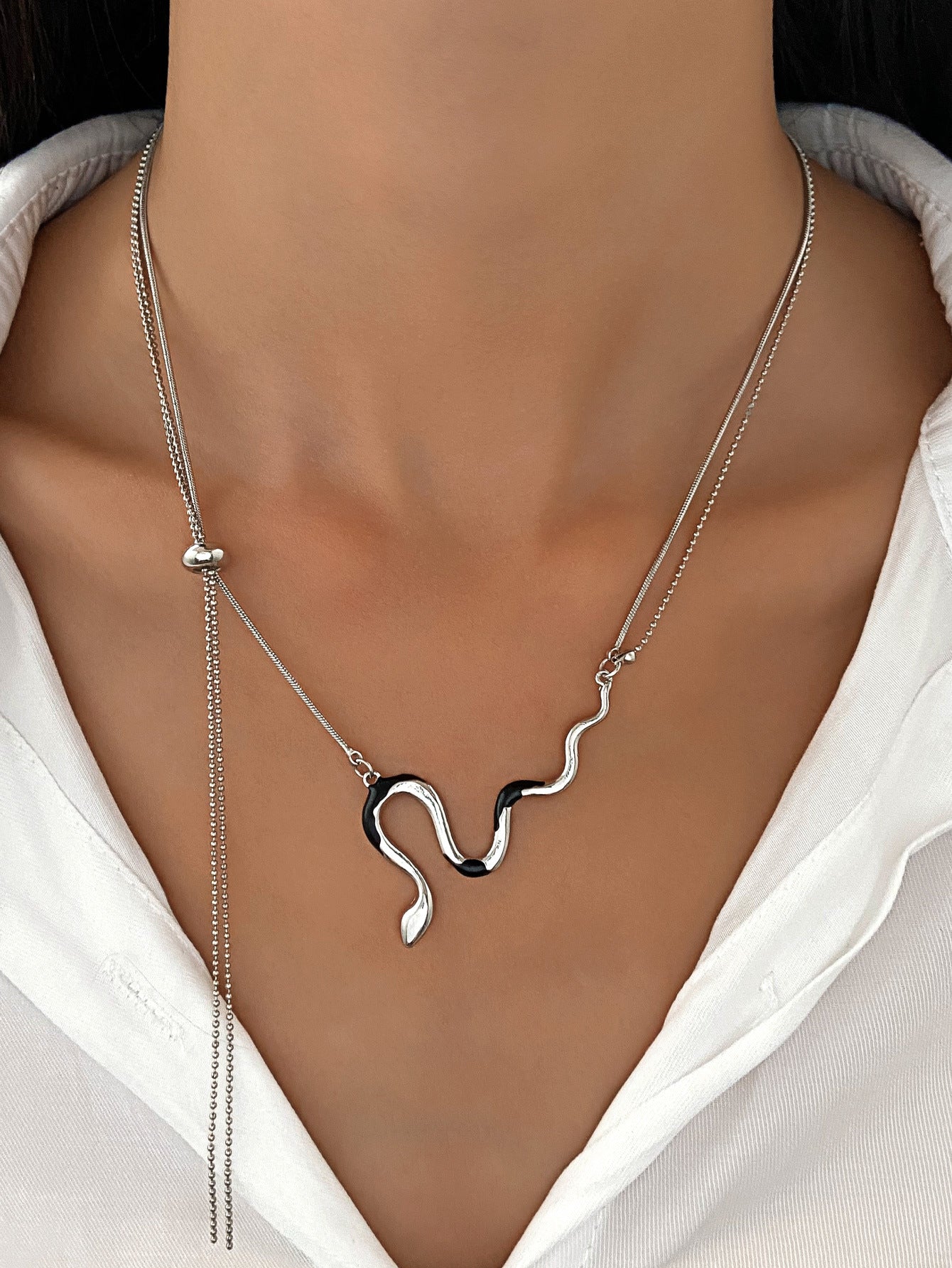 Wholesale Full Diamond Ring Spirit Snake Exaggerated Distinctive Niche Animal Necklace