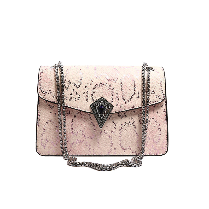 Wholesale Snake Pattern Fashion One-shoulder Crossbody Chain Small Square Bag